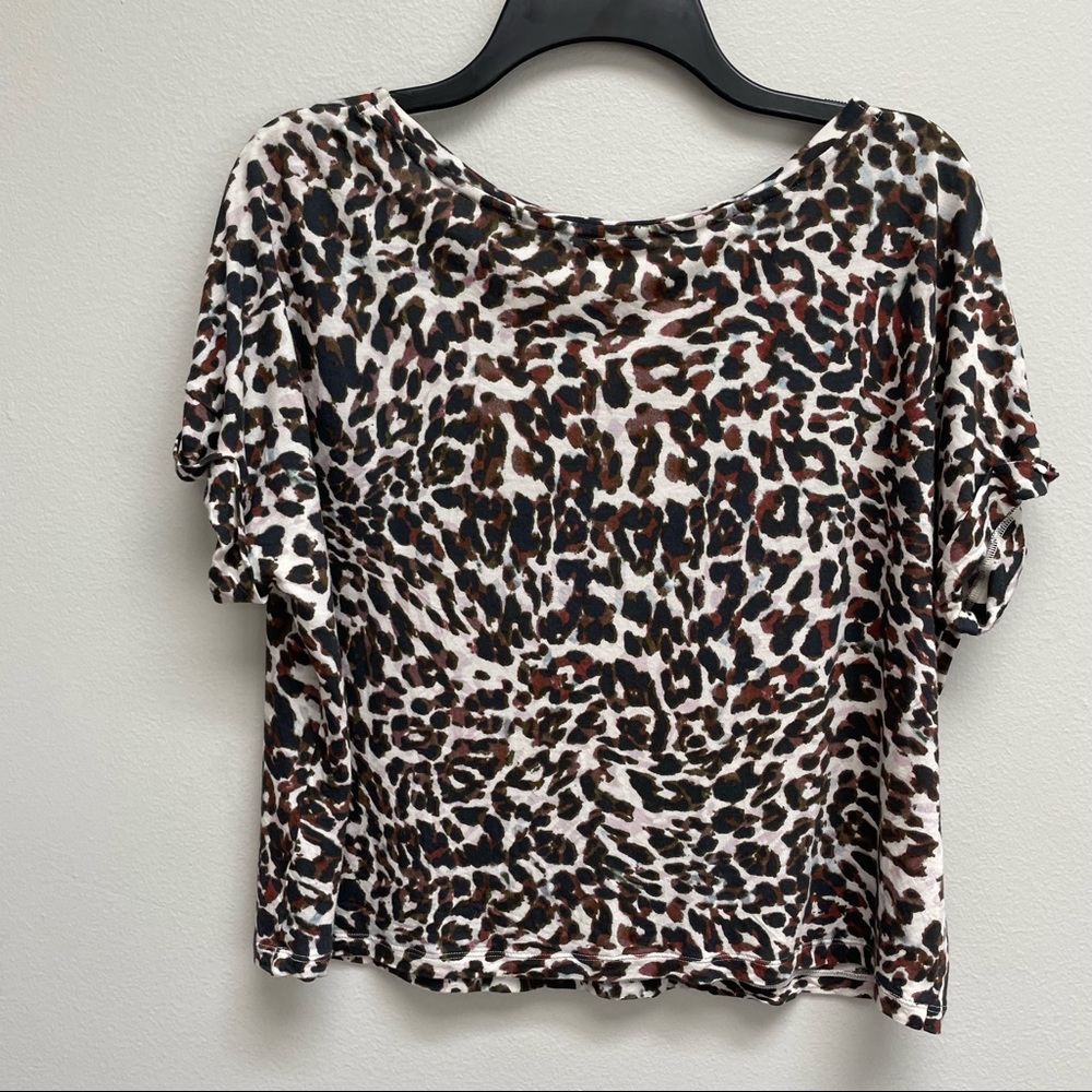 Cabi Leopard Print Crop Top Boxy Size Medium - image 2